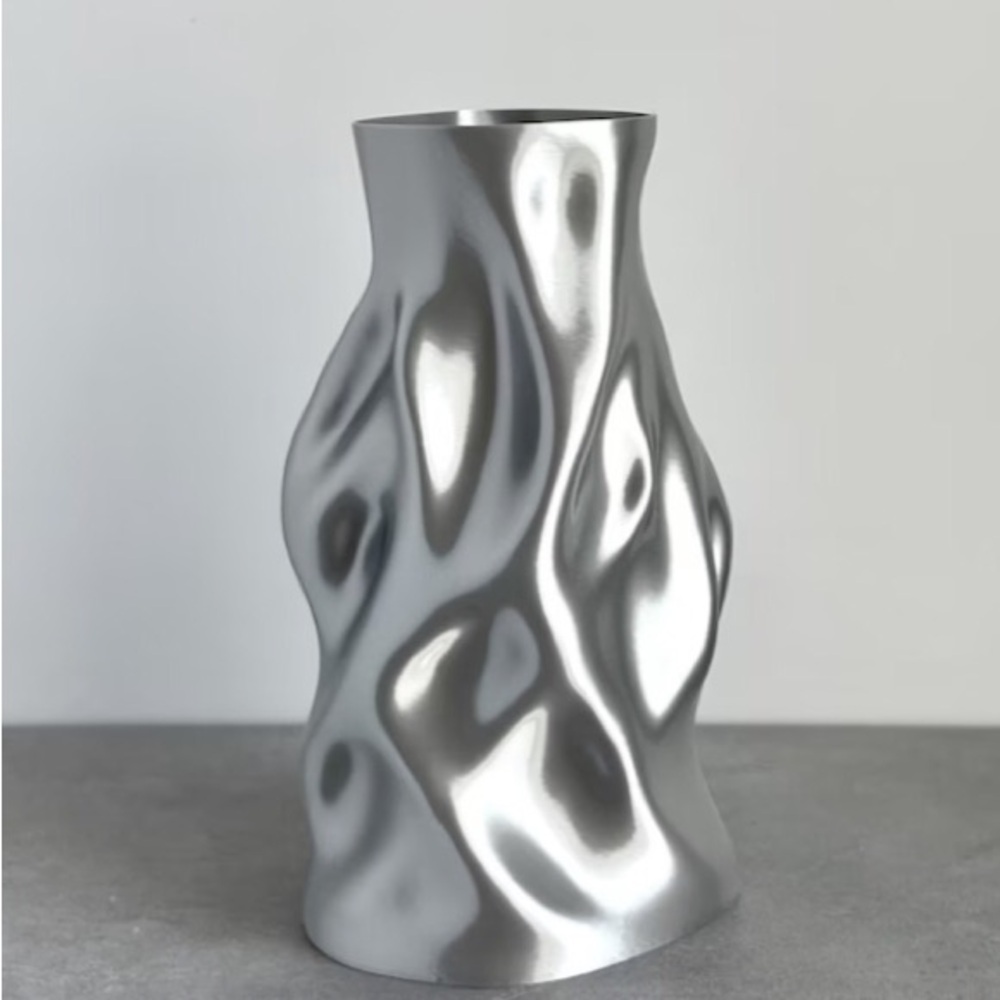 Wave Chrome Vase Modern Home Decor Futuristic Home Accent